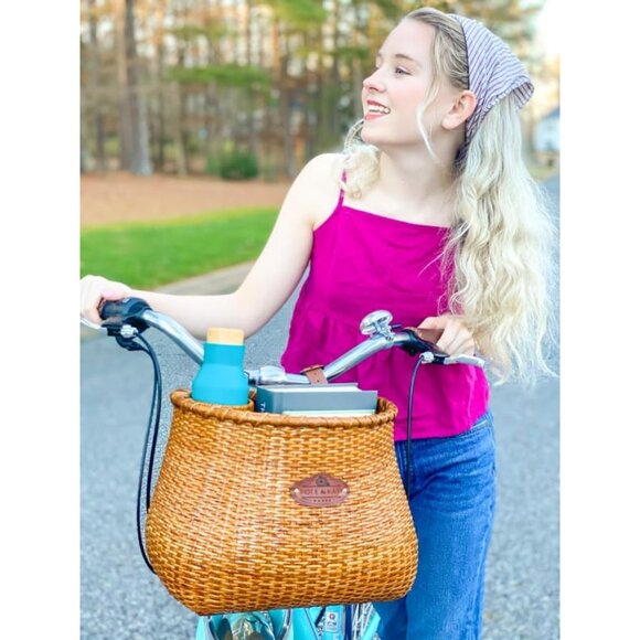 Bike Basket for Women Beach Cruiser or Scooter The Original Wicker Bicycle Baske - Picture 2 of 9